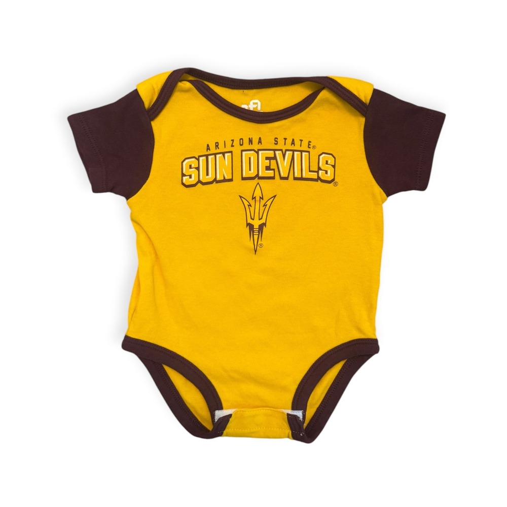 ASU Arizona State Sun Devils Baby Bodysuit Team Athletics Gold Maroon 3-6M NCAA